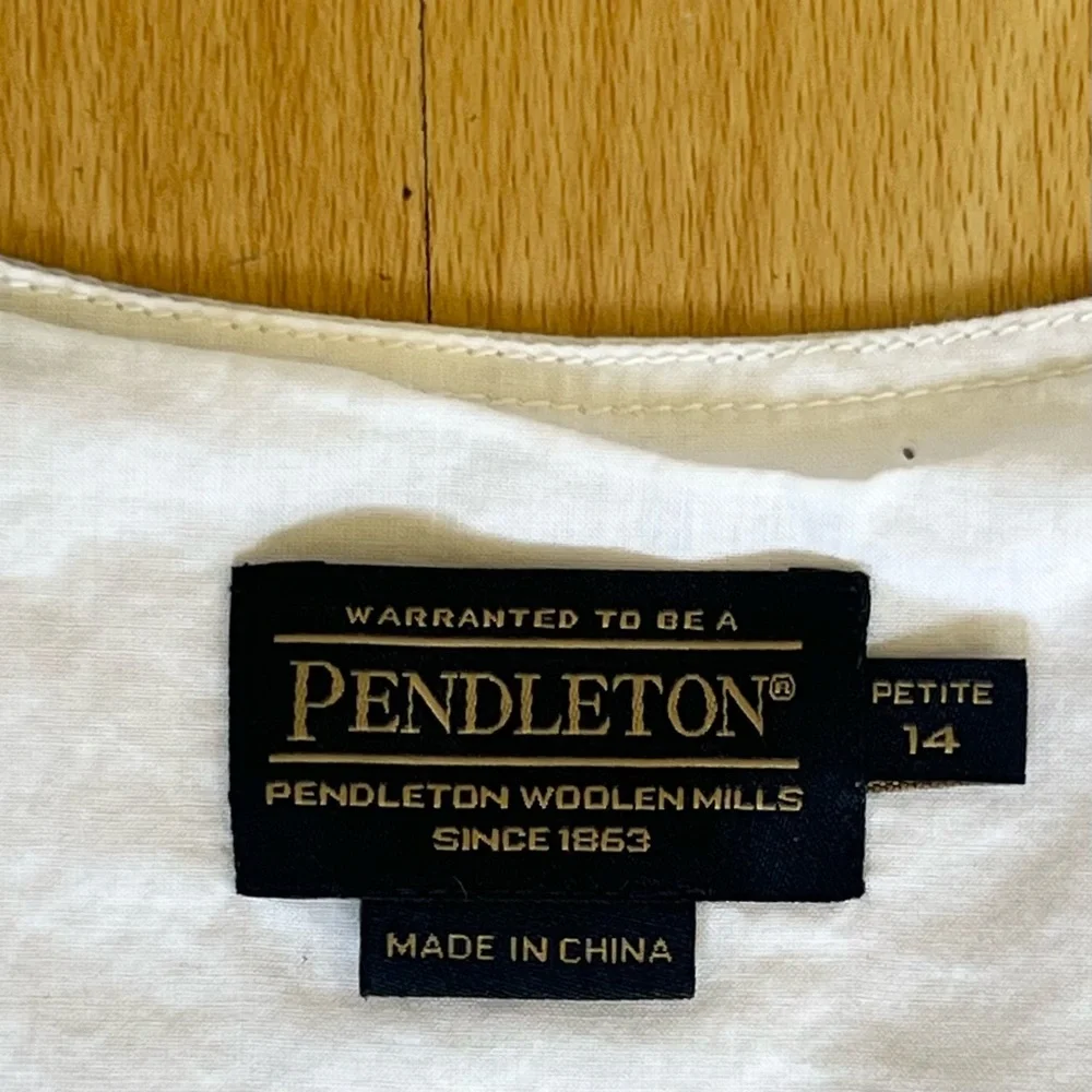 Pendleton White & Navy Windowpane Dress 14 Petite 100% Cotton Classic Coastal - Picture 2 of 6